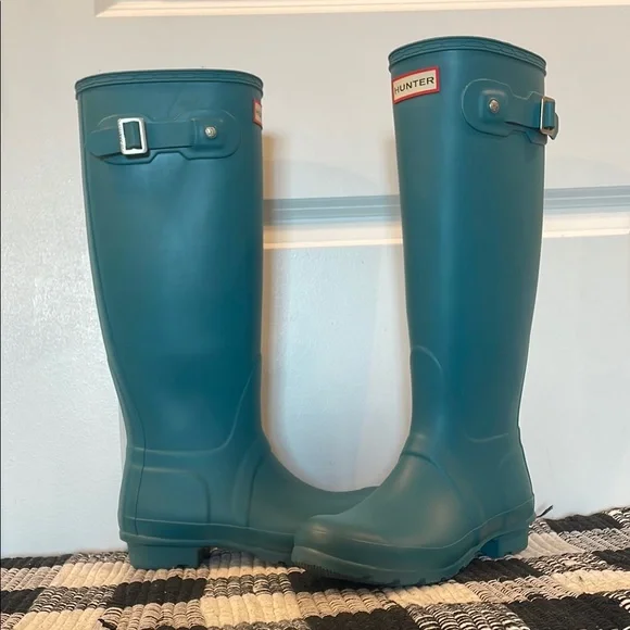 Hunter Classic Knee High Bright Teal Boots, women’s 6 - Picture 2 of 9